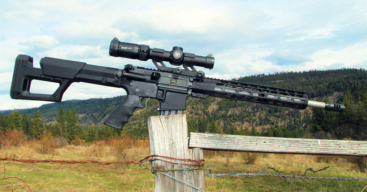 The 350 Legend test rifle was Rock River Arms’ new LAR-15 Ascendant ATH package rifle, which also came with a Vortex Strike Eagle 1-6x 24mm riflescope, Vortex cantilever scope mount and particle padded case.